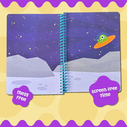 Stick4Ever Jelly Sticker Book® - for Kids - Waterproof, Easy to Clean Reusable Sticker Book for Toddlers- Reusable Road Trip Activities for Kids - Stocking Stuffers for Toddlers (Space) - style: Space