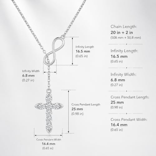 Cross Necklace 18k Gold Plated Christian Faith Jewelry Gift for Women - color: Infinity-Silver