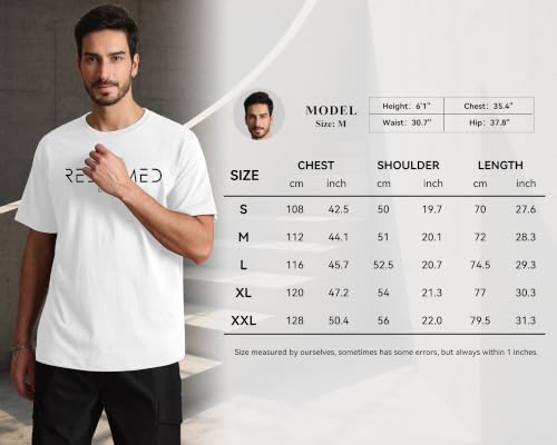 Aiyino Men's Redeemed Christian T-Shirt Graphic Tee 100% Cotton - color: White, size: XX-Large