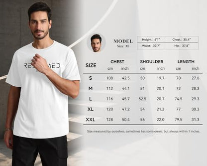 Aiyino Men's Redeemed Christian T-Shirt Graphic Tee 100% Cotton - color: White, size: XX-Large