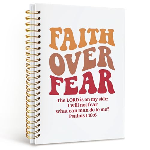 CFFJLHN Faith Over Fear Christian Notebook, Bible Journal, Prayer Journal for Women & Men, Church Notes Journal, Scripture Hardcover Spiral Notebook 5.5x8.3in - color: 15