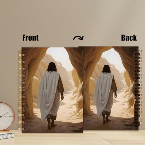 WUCHJ Jesus Christ Spiral Notebook, Church Notes Notebook, I Will Walk With Christ LDS, Jesus Notebooks for School Supplies, Home & Office, Spiral Bound 5.5x8.3 - color: Jesus back view