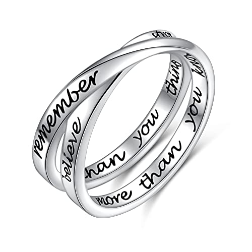 YinShan 925 Sterling Silver Inspirational Ring I am Enough Rings/God Grant Me The Serenity/Always Remember You Are Braver for Women Girls Size 6-9 - style: Always remember you're braver