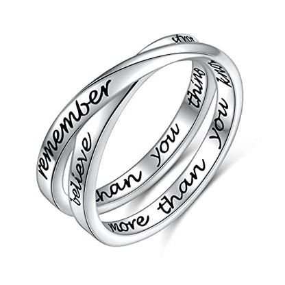 YinShan 925 Sterling Silver Inspirational Ring I am Enough Rings/God Grant Me The Serenity/Always Remember You Are Braver for Women Girls Size 6-9 - style: Always remember you're braver