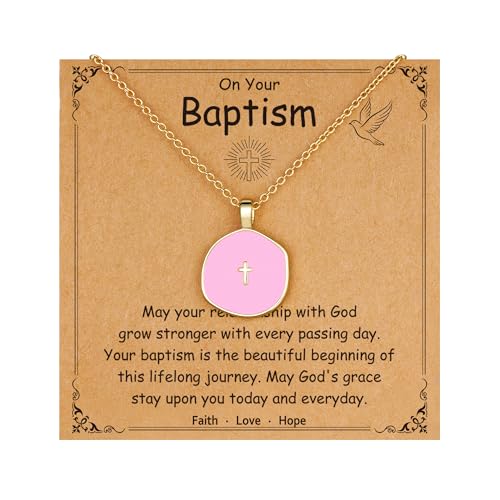 Cross Necklace for Granddaughter Daughter Jewelry Gifts - color: Pink, style: Baptism