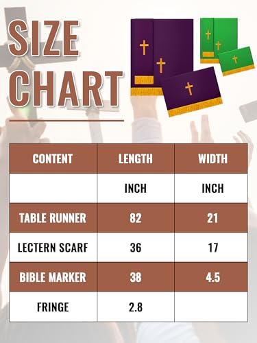 Cutecrop 3 Set Parament Table Runner Altar Cloth Green and Purple - color: Green and Purple