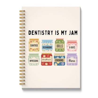 JMICTUB Dentist Gifts Spiral Notebook 5.5x8.3, Dental Assistant Hygienist Gifts, Dentistry Is My Jam Funny Hardcover Lined Journal - color: Spiral notebook-24
