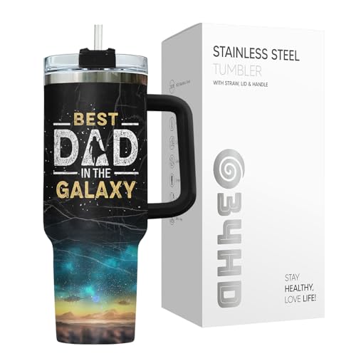 34HD Dadalorian Daddy Dad Funny 40 oz Tumbler with Handle, Gift for Papa - color: Dadalorian with Lid