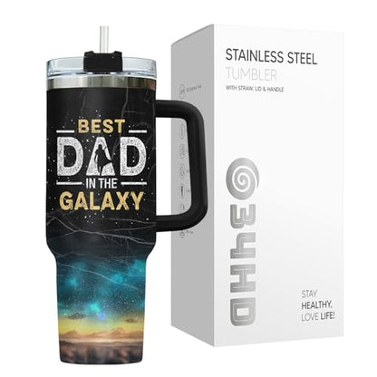 34HD Dadalorian Daddy Dad Funny 40 oz Tumbler with Handle, Gift for Papa - color: Dadalorian with Lid
