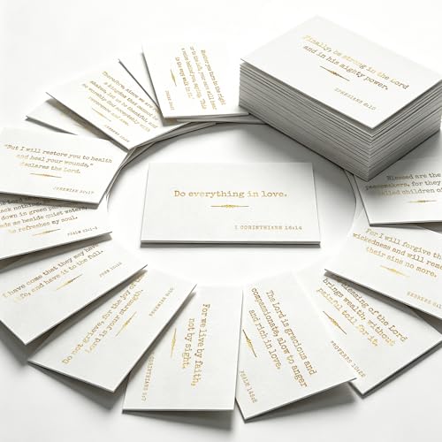 Gold Foil Bible Verse Cards , 60 Mini Prayer Cards on 600GSM Textured Paper - color: White