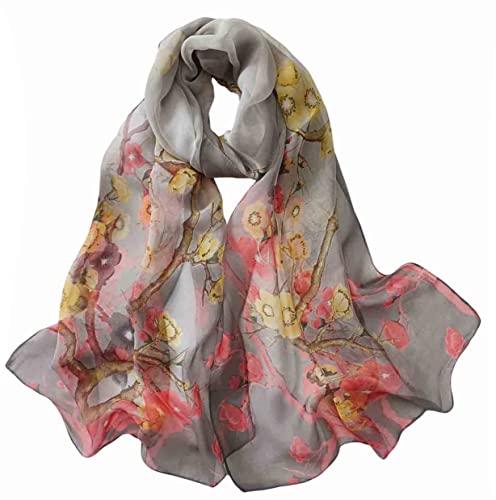 Pokeedioty Scarfs for Women Lightweight Scarves Elegant Floral Pattern Sheer Scarfs Shawls Wraps - color: Yh-114