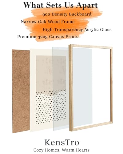 KensTro 12x16 Oak Framed Beige Christian Abstract Wall Art - color: Christian Abstract Biblical Theme-Framed, size: 16"L x 12"W
