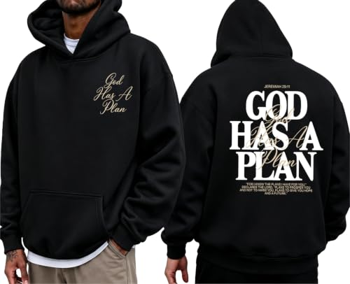 Eatbook Christian Hoodies for Men Faith Over Fear Cross Graphic Hoodie - color: Black1, size: Small