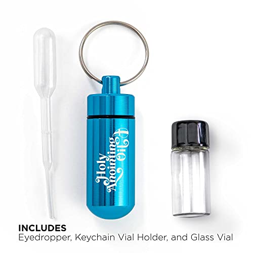 Logos Trading Post Anointing Oil Bottle with Aqua Keychain Container - color: Aqua