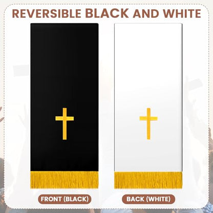 Cutecrop 3 Set Parament Table Runner Altar Cloth Black and White - color: Black and White