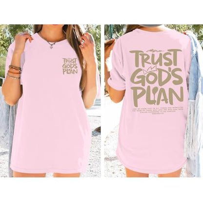 Christian Shirts for Women God Faith Shirt Jesus Oversized Religious Tees Bible Verse Tee Graphic Inspirational Tops - color: Pink, size: Medium
