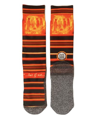 Bible Verse Socks for Men, Christian Scripture Crew Socks, Faith Gift - color: Fiery Furnace
