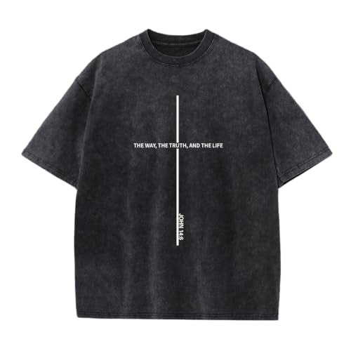 Boys Christian Shirts for Kids Jesus God Bible Verse Religious Faith T Shirt Youth Acid Wash Cross Graphic Tees Tops - color: Black, size: 7-8 Years