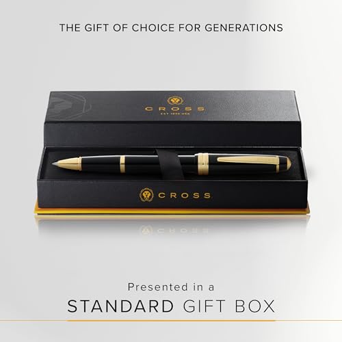 Cross Bailey Light Rollerball Pen, Polished Black & Gold Tone, Black Ink - color: Polished Black