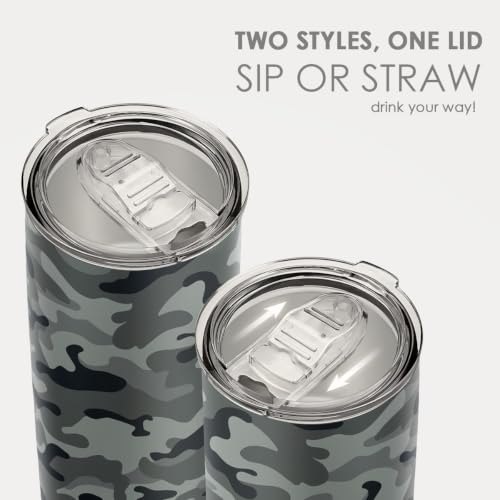 SANDJEST Camo Tumbler 20oz Stainless Steel Double Insulated, Travel Coffee Cup, Gifts for Men Women, Hunting Lovers, Birthday Christmas - color: Camouflage