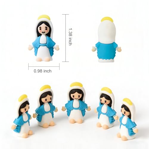 30 pcs Little Virgin Mary Figurines Bulk Mini Virgin Mary Easter Jesus Figures Classic Religious Gifts Easter Eggs Stuffers Sunday Baptism Gifts (30)