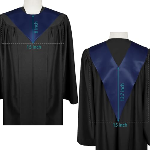 Premium Choir V Stole - Solid Color - Satin - Unisex - color: Navy Blue