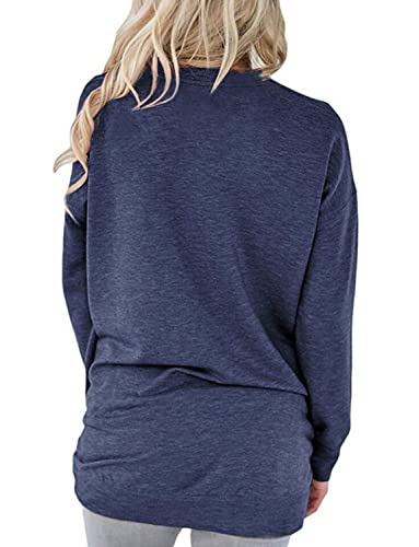 onlypuff Long Sleeve Shirts for Women Fall Fashion Tops Clothing - color: 01 Navy, size: Small