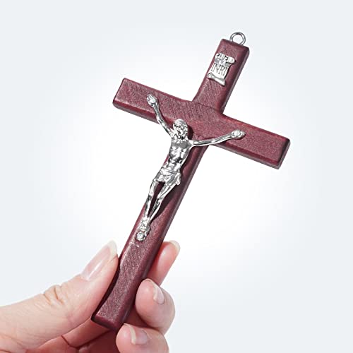 SHAOQINLIN 12 Pieces Crucifix Wall Cross, 4.7 Inch Wooden Wall Hanging Cross Wall Decor Home Decor - size: 12 PCS