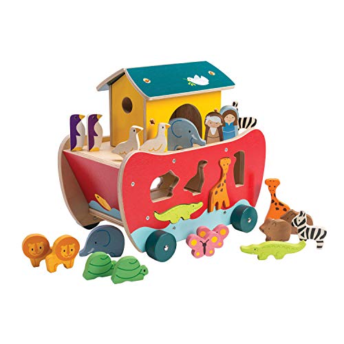 Tender Leaf Toys - Wooden Noah’s Ark Animal Shape Sorter Toy - Encourages Imaginative Play, Improves Recognition and Problem Solving Skills - 3 Years +