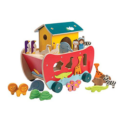 Tender Leaf Toys - Wooden Noah’s Ark Animal Shape Sorter Toy - Encourages Imaginative Play, Improves Recognition and Problem Solving Skills - 3 Years +