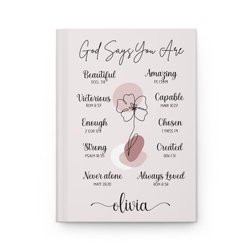 Hilis Personalized Prayer Journal for Woman or Man, Custom Name A5 Hardcover Notebook, Religious Christian Gifts, Gratitude Journal, Devotional Journal, Bible Study Notebooks for Note Taking D80