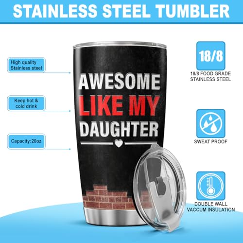 Funny Dad Gift 20oz Travel Mug, Awesome Like My Daughter Design, Black Stainless Steel Insulated Tumbler with Nutrition Facts, Birthday Father's Day Christmas from Daughter - color: Dad Life M6