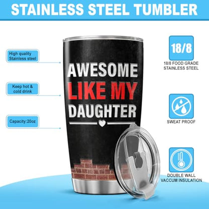 Funny Dad Gift 20oz Travel Mug, Awesome Like My Daughter Design, Black Stainless Steel Insulated Tumbler with Nutrition Facts, Birthday Father's Day Christmas from Daughter - color: Dad Life M6
