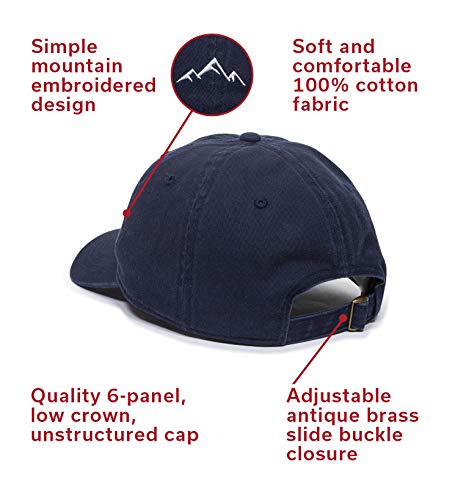 Outdoor Cap Mountain Embroidered Dad Hat Adjustable Soft Cotton Polo Style Unstructured Baseball Cap for Men & Women - color: True Navy