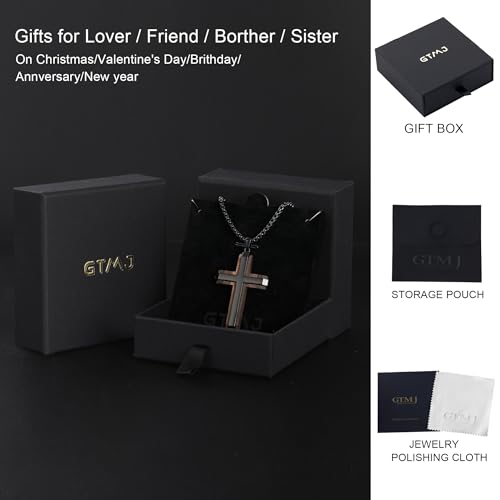 Wooden Cross Necklace for Men With Stainless steel And Black Ebony Adjustable Box Chain 24–26 inches Suitable for Everyday Wear And Christian Gifts for Men - color: Black-M