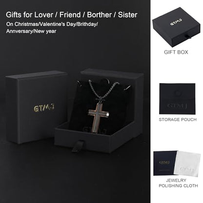 Wooden Cross Necklace for Men With Stainless steel And Black Ebony Adjustable Box Chain 24–26 inches Suitable for Everyday Wear And Christian Gifts for Men - color: Black-M