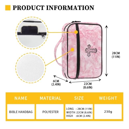 Bible Cover Church Carrying Book Case Polyester Bible Protective with Pen Slots and Zippered Pocket Customizable - color: Metal Cross