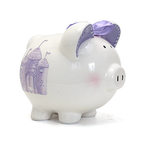 Child to Cherish Ceramic Piggy Bank for Girls, Fairytale Lavender - color: Fairytale Lavender