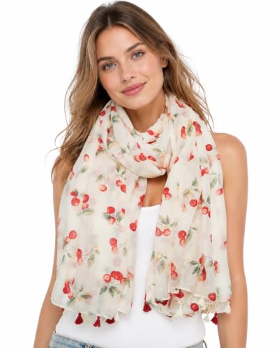 YOUR SMILE Large Boho Scarf for Women Lightweight Floral Printed Scarves Fall Winter Fashion Fringed Shawl wraps - color: 38