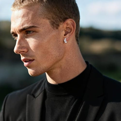 AOBOCO Black Hoops Earrings for Men Sterling Silver Viking Celtic Cross Heart Skull Round Triangle Hoop Earrings Birthday Father Day Christmas Jewelry Gifts for Men Women Friends - style: Tree of Life Hoops