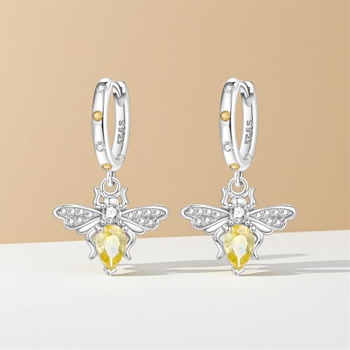 925 Sterling Silver Drop & Dangle Earrings for Women,Butterfly Dragonfly and Bee|Flower and leaf Earrings, Suitable for Sensitive Ears Fashion Jewelry Gift- Hypoallergenic Earrings - color: Bee Earrings