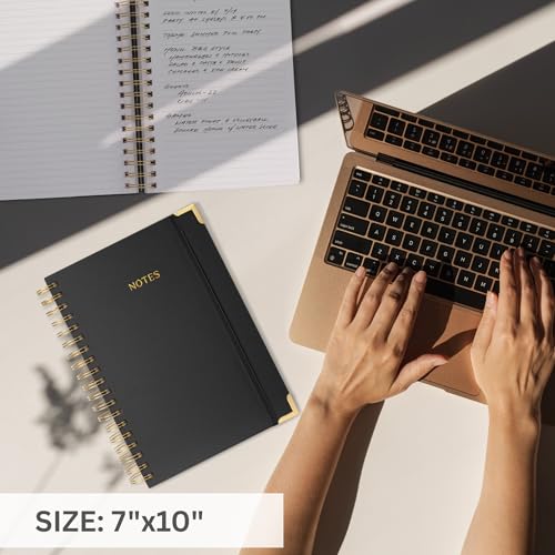 Aesthetic Thick Spiral Notebook Journal For Women in B5 - Linen Hardcover - color: Black, size: B5