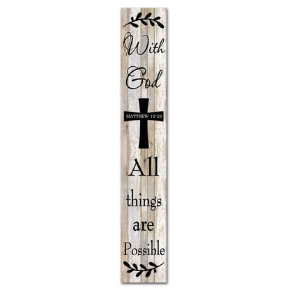 Bible Verse Porch Signs Christian Home Wooden Standing Decor With God All Things Are Possible Sign for Front Door Outdoor Yard 48x8 Inch