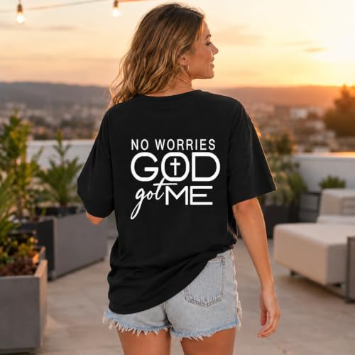 Christian Shirts for Women God Jesus Faith Shirt God Got Me Religious Tshirts Bible Verse Cross Graphic Tees Tops - color: Black, size: Medium