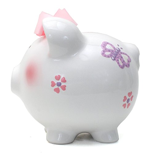 Child to Cherish Ceramic Piggy Bank for Girls, Butterfly - color: Butterfly