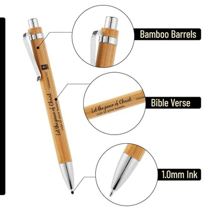 Mr. Pen- Bible Verse Pens, 10 Pack, Retractable Bamboo Pen, Black Ink - size: 10 Pack