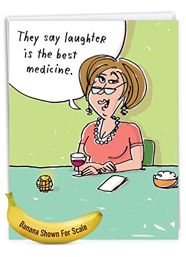 NobleWorks Jumbo Funny Get Well Soon Card Cartoon Humor Feel Better J9679 - style: Best Medicine