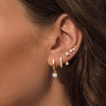 Small 4Pcs 14K Gold Huggie Hoop Earrings Sets for Women Non Tarnish - style: Gold&Style11