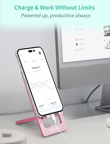 Aoviho Foldable Cell Phone Stand for Desk, Portable Phone Holder,Pink - color: Pink