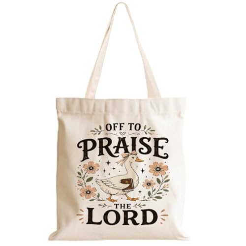 Baseball Soccer Softball Mama Canvas Tote Bag, Christian Tiger Duck Shoulder Bag - color: Praise Lord 530